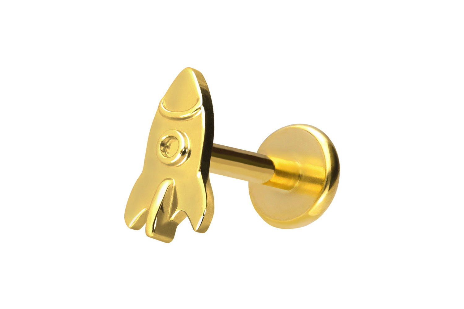 Titan Labret Piercing mit Push Fit RAKETE